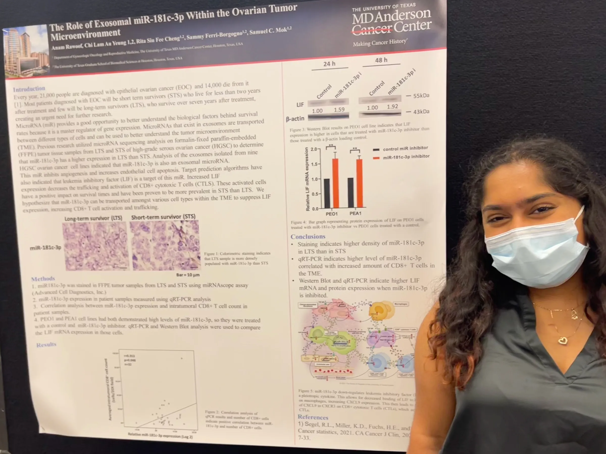 Anam Rawoof in front of her research poster
