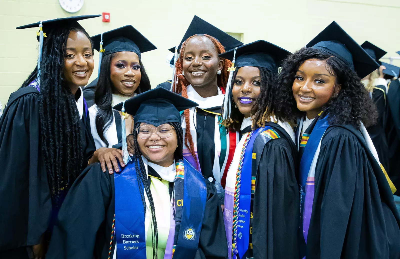Commencement students in cap and gown
