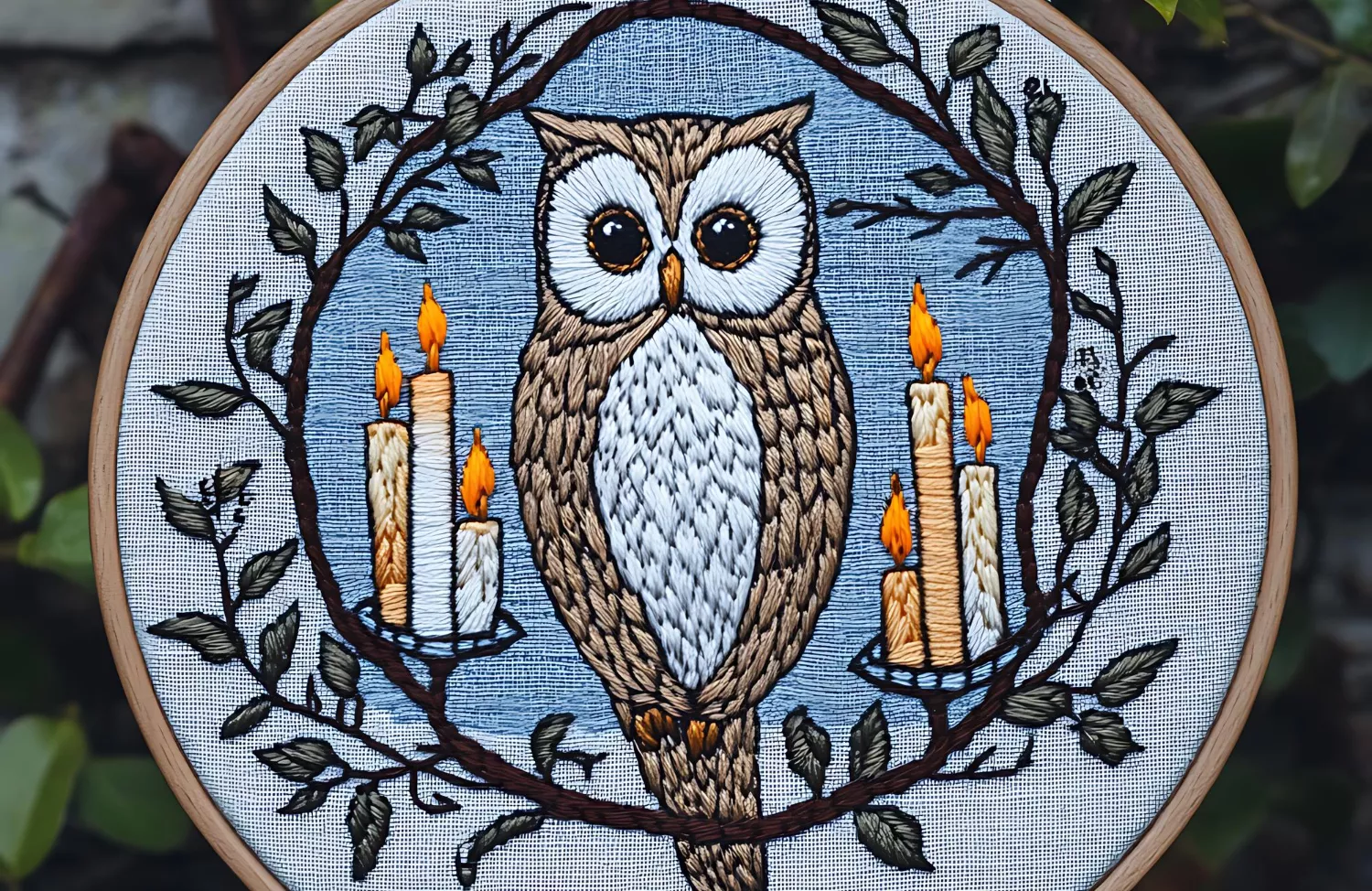 Digital Embroidery owl stock