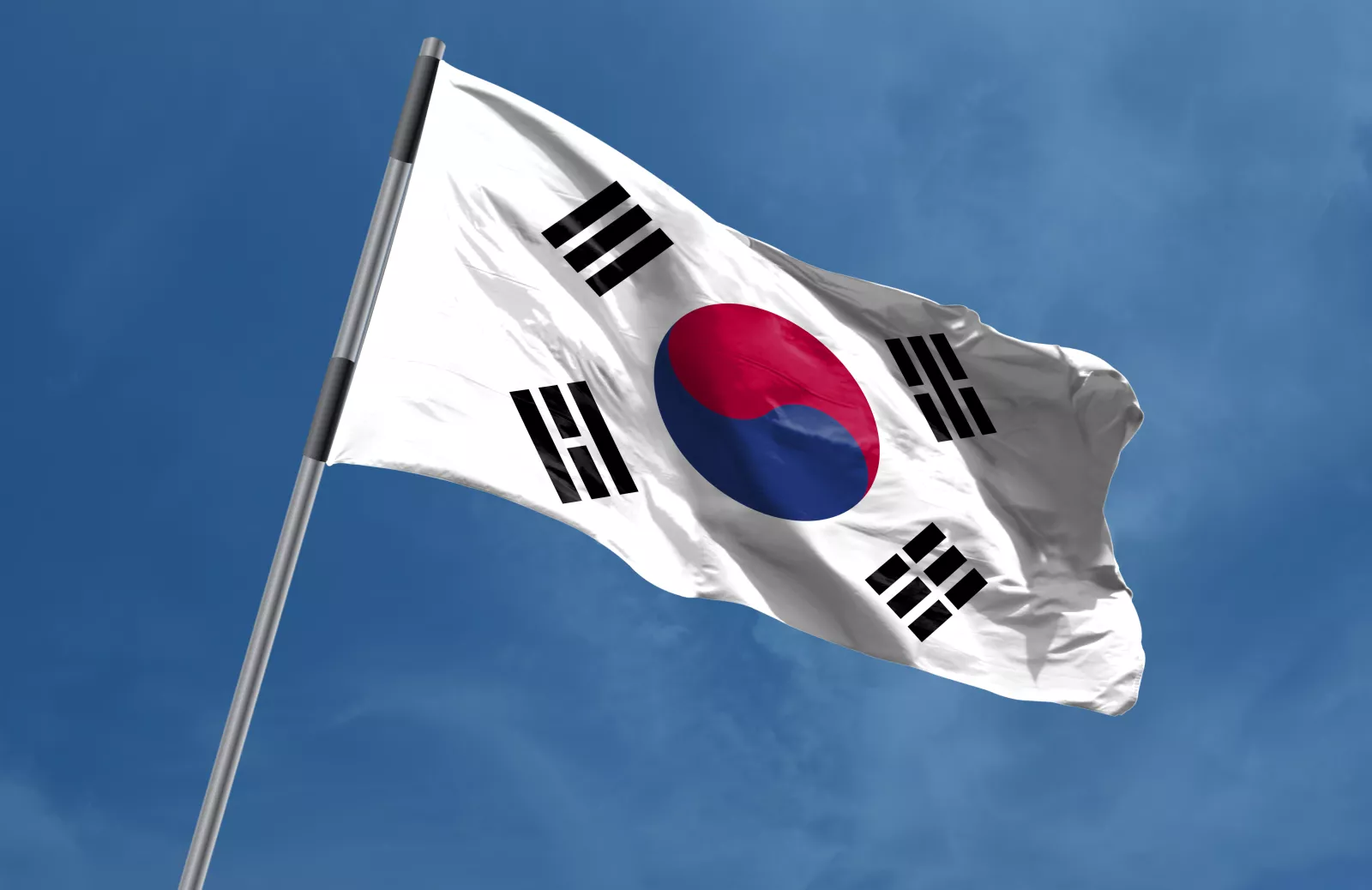 south-korea-flag-waving stock