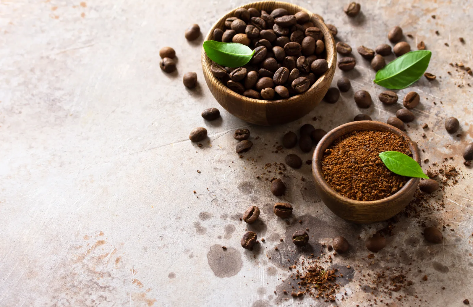 Coffee with a leaf