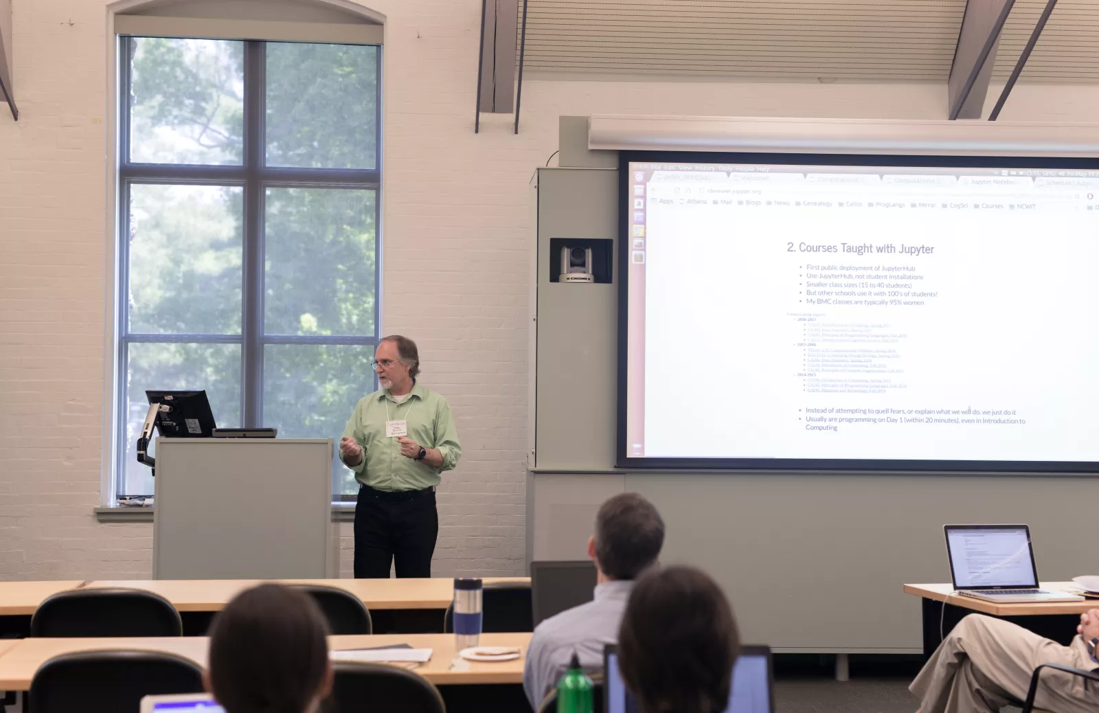 A Jupyter presenter with projected slide