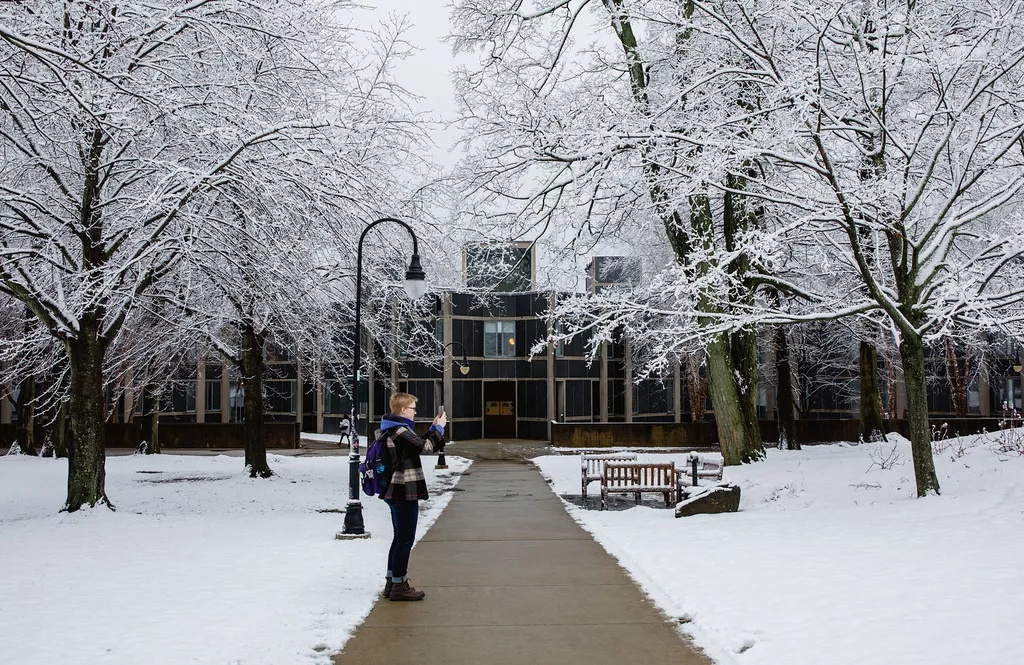 Campus in the snow
