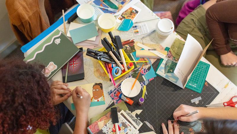 Participants at work on their fragments