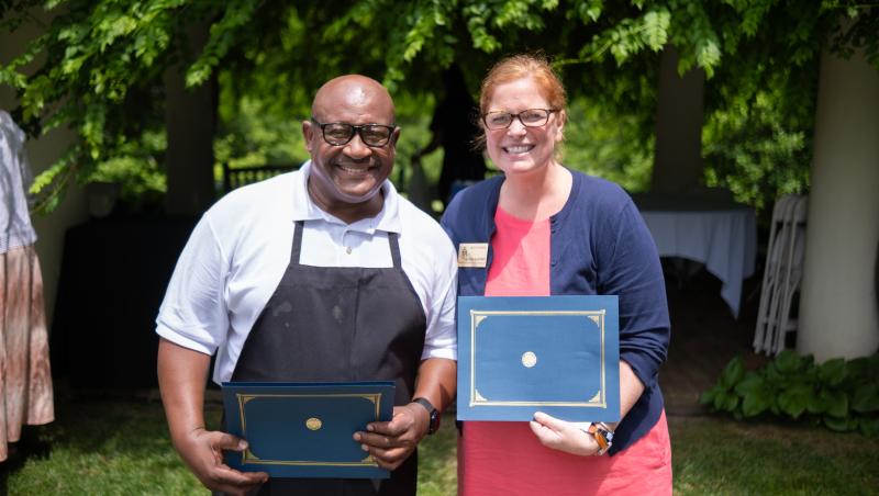 McPherson Award Winners Terry Small and Alyssa Slattery at the Staff Picnic