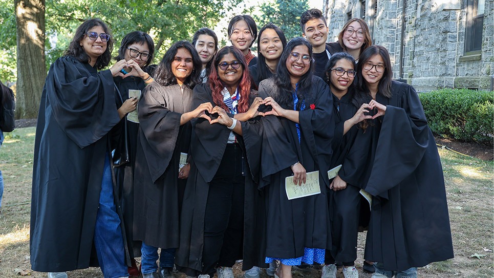 Group of students in robes at Convocation 2024 