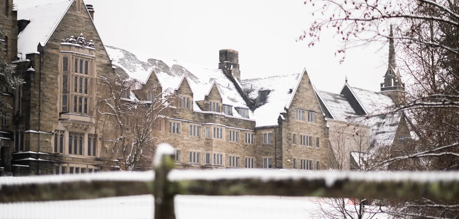 Rhoads Hall on a snowy day. 
