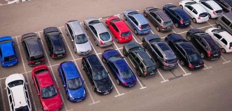 Parking lot with cars