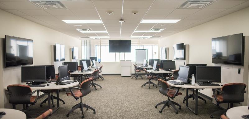 Image of Canaday 315 group work tables and computers