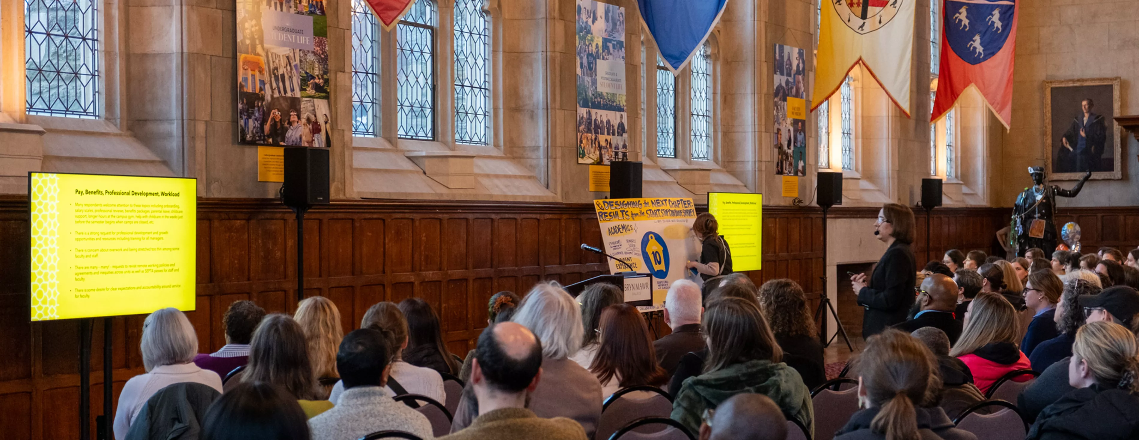 President Cadge leads a discussion in Great Hall