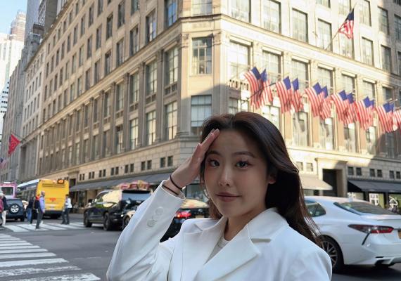 Yeri Lee in front of a New York City street