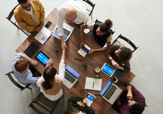 workers around a table