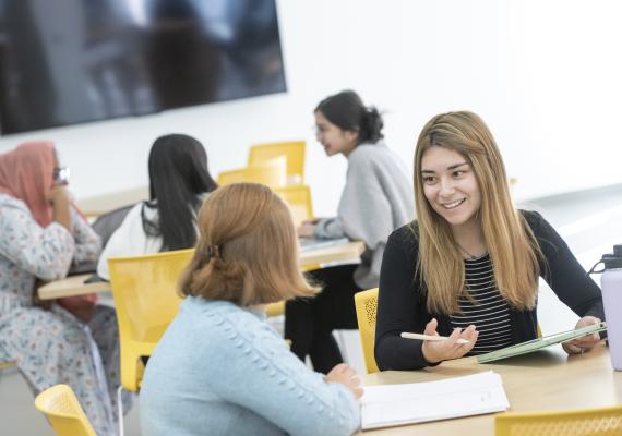 Two students discussing 