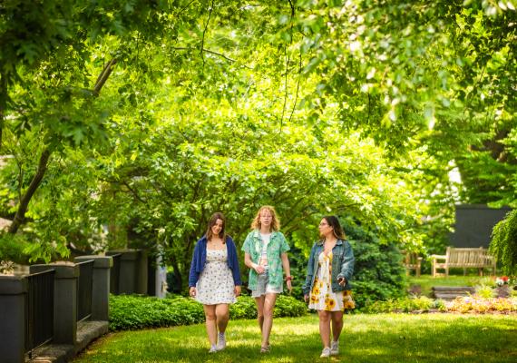 Abby Fortune, Emma Gross, and Ava Blumber at Taft Garden during the summer