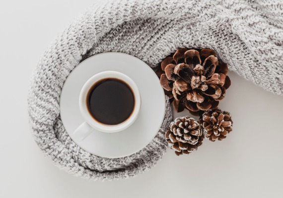 Winter Coffee with Pinecones