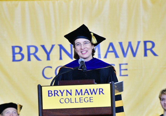 Wendy Cadge at the podium at Inauguration