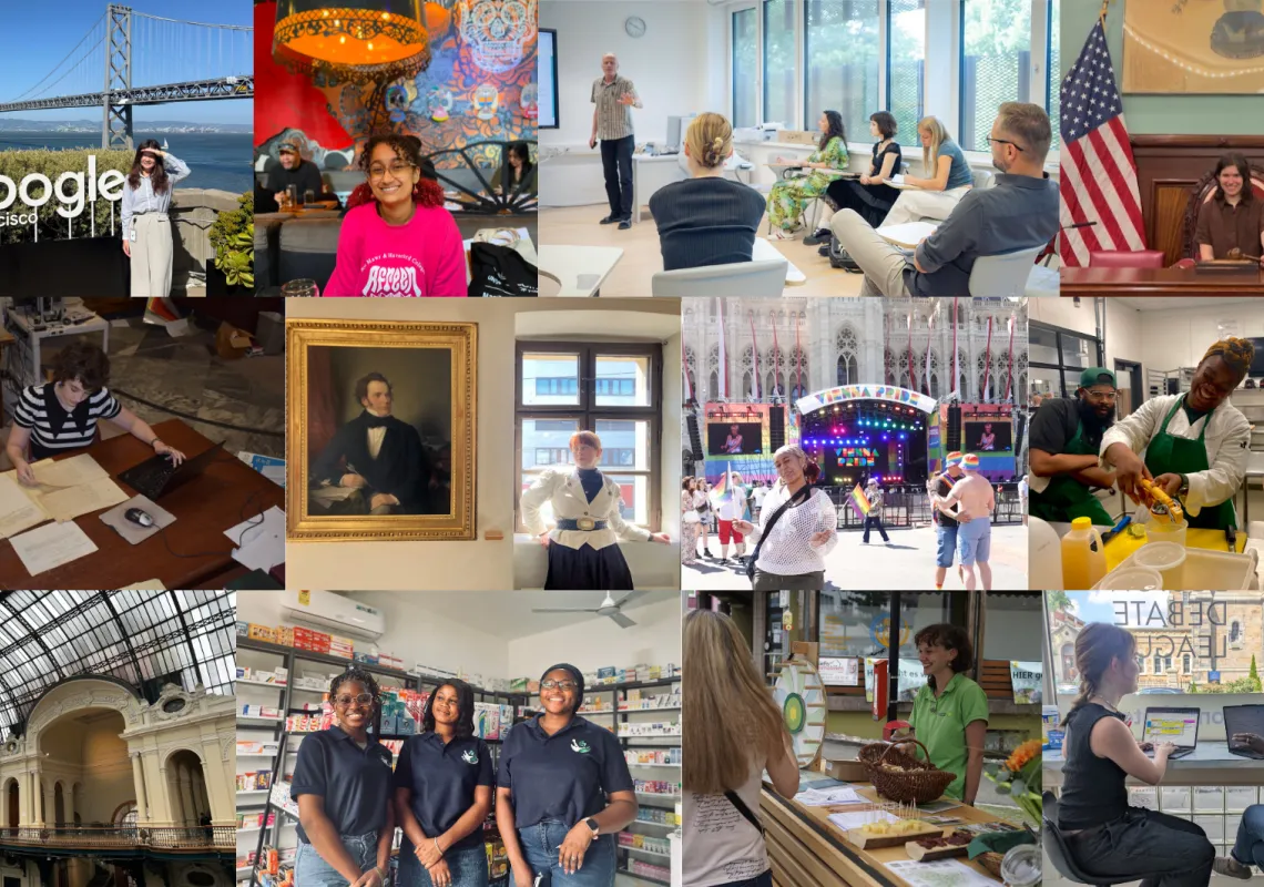 Collage of students at their summer internships