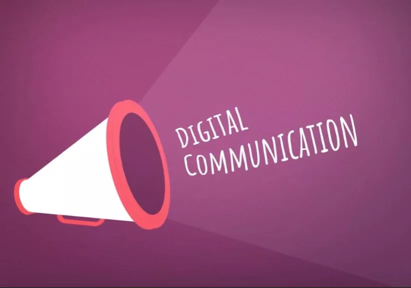 Cartoon horn with words "Digital Communication" 