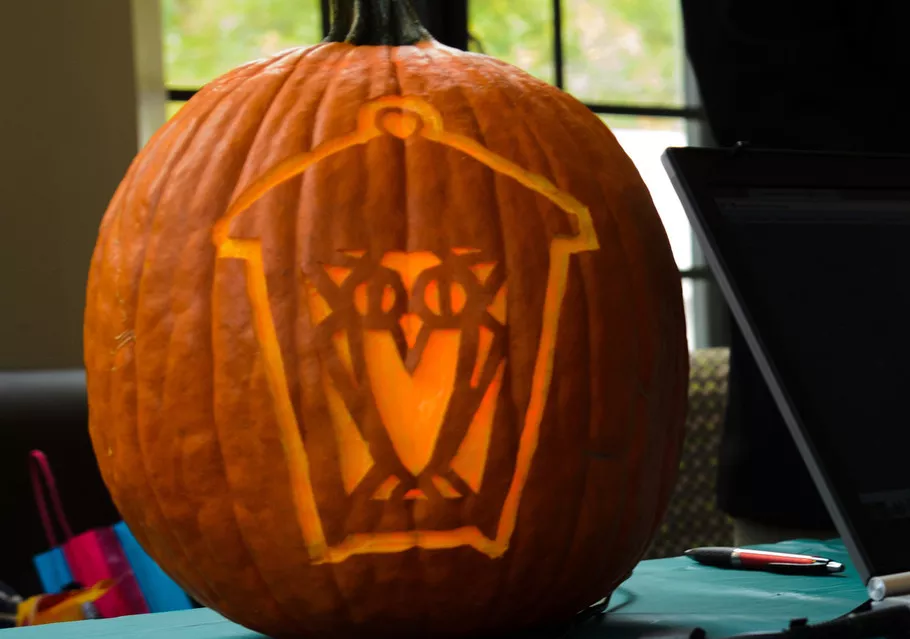 Pumpkin carved with an owl lantern