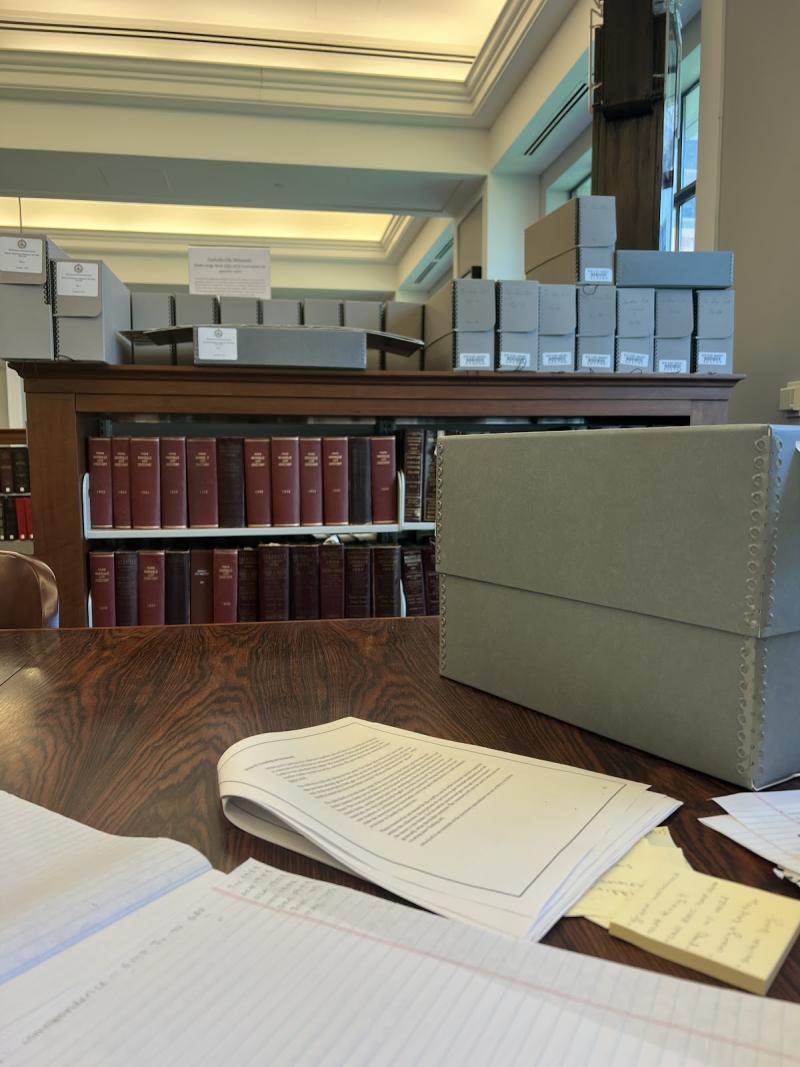 Books on table at Nashville Public Library 