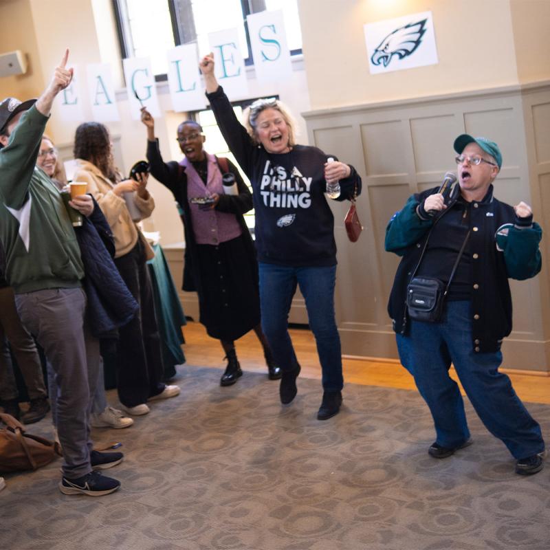 Angie Sheets at Eagles Pep Rally in the Campus Center