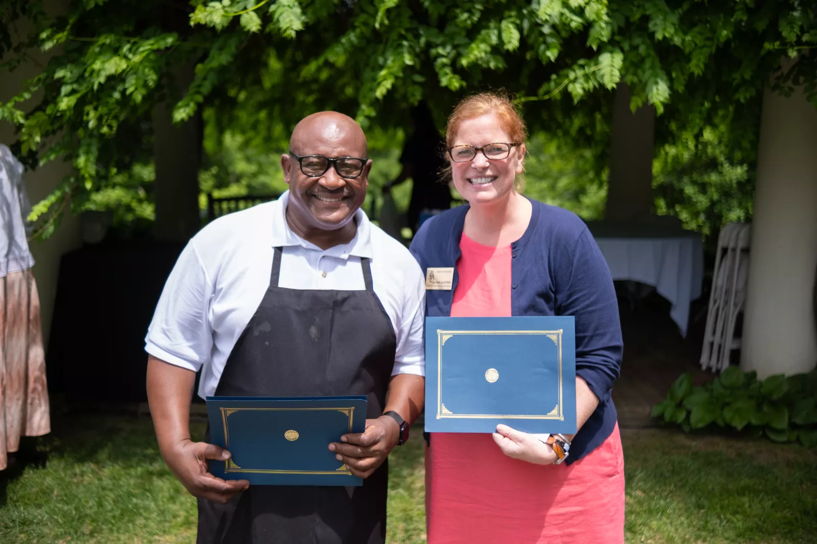 McPherson Award Winners Terry Small and Alyssa Slattery at the Staff Picnic