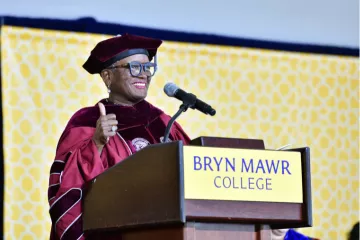 President Valerie Smith of Swarthmore College on stage at Inauguration