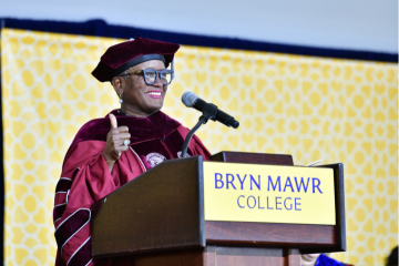 President Valerie Smith of Swarthmore College on stage at Inauguration