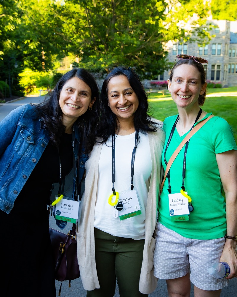 Cecilia Diniz Behn ’99, Reema Habib ’99, and Lindsay Redican Tellefsen ’99