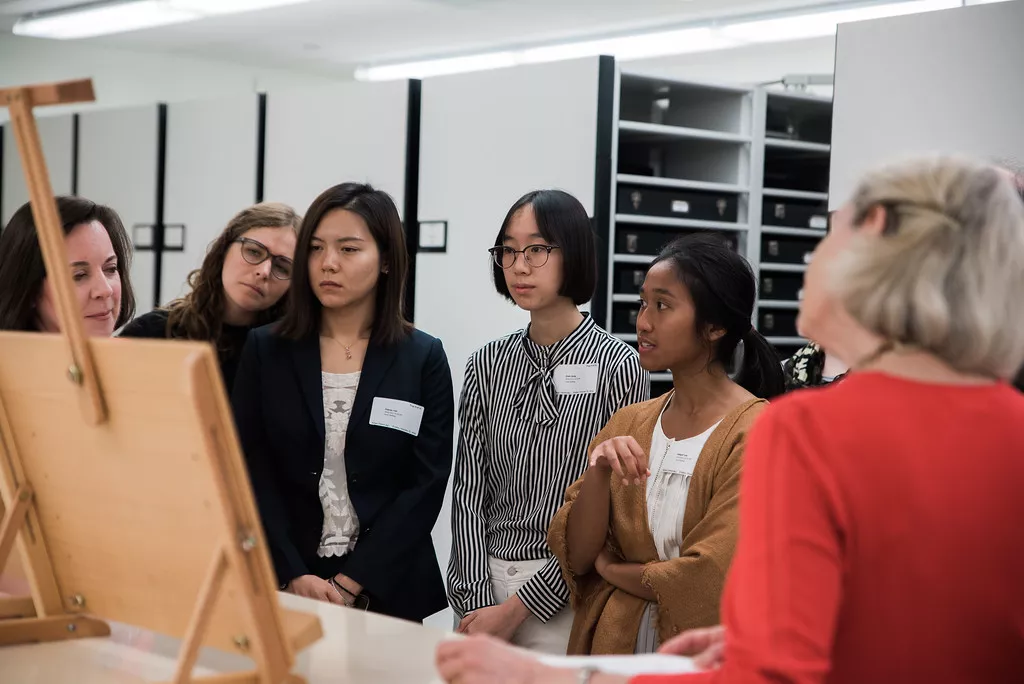 students looking at artwork