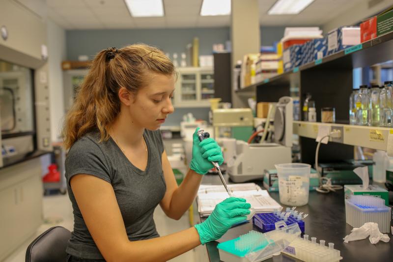 Christine Siebels-Lindquist in lab