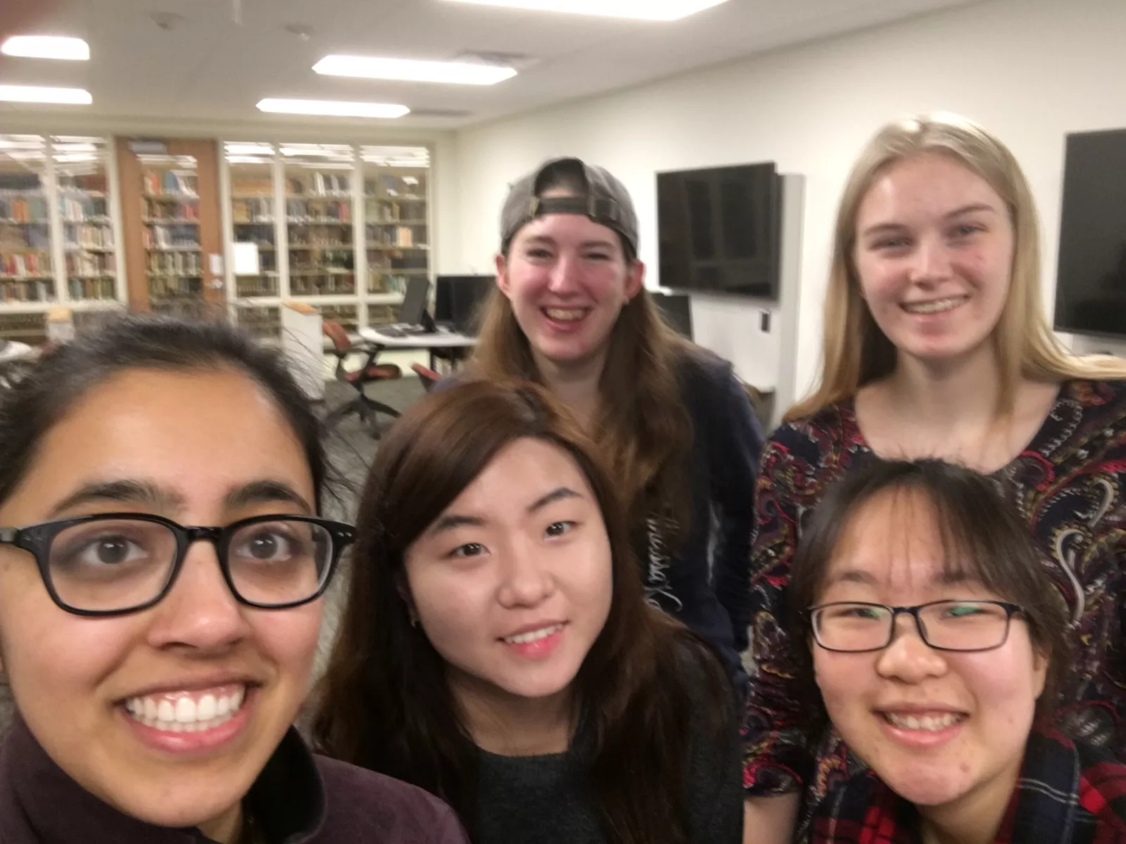 The interns (or winterns) take a selfie in the last few days of the winter break internship.