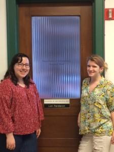 Kirsten Adams and Maeve outside of Maragaret Mead's Office